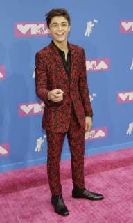 Asher Angel arrives on the red carpet at the 35th annual MTV Video Music Awards at Radio City Music Hall in New York City on August 20, 2018.  NYP20180820313 SERENAxXU-NING
