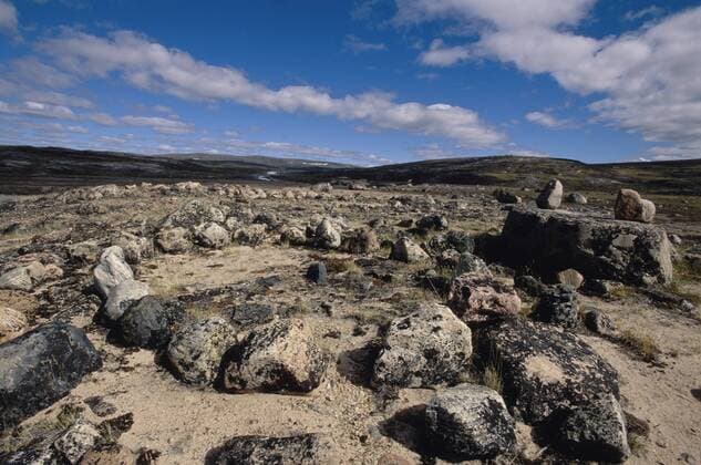 Remains of Inuit tent ring, Ukkusiksalik National Park Wager Bay, Nunavut, Canada  acp108752 GramboxPhotography