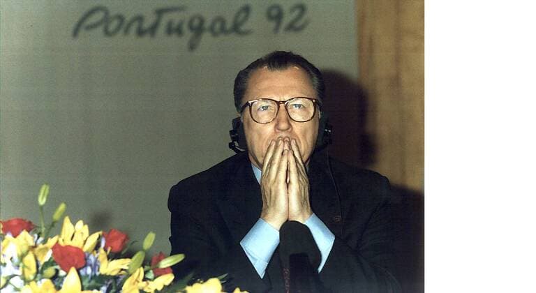 LISBON ---- PRESIDENT OF THE EUROPEAN COMMUNITY JACQUES DELORS. .JEP WST BELGA.  x316803x