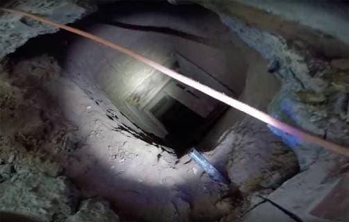 Officers with Homeland Security and Border Patrol discovered a cross-border tunnel under a vacant Kentucky Fried Chicken restaurant in San Luis, Arizona, following a traffic stop on August 13, 2018. According to authorities, the tunnel is 590 feet long at a depth of 22 feet and was used to smuggle drugs via a rope system. The tunnel opened up inside a residence in San Luis Rio Colorado, Sonora, on the tunnel s Mexico side. Photo via Homeland Security Investigations Yuma Border Patrol  WAX2018082402 HOMELANDxSECURITY