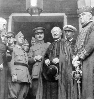 Spanish Civil War: Generals Franco and Queipo de Llano with the Bishop of Salamanca 1937. 917_05_WHA_096_0643