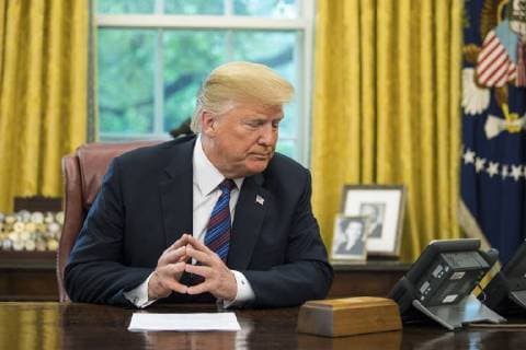 President Trump speaks on a conference call with Mexican President Enrique Pena Nieto, as Trump announces a revised trade deal with Mexico he called the United States-Mexico trade agreement, in the Oval Office at the White House in Washington, D.C. on August 27, 2018. The two countries said they have revise key portions of their trade policies set up by the the North American Free Trade Agreement (NAFTA) and said Canada can join later in their deal.  WAP20180827312 KEVINxDIETSCH