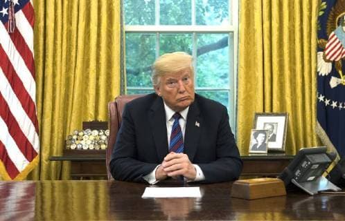 President Donald Trump speaks on a conference call with Mexican President Enrique Pena Nieto, as Trump announces a revised trade deal with Mexico he called the United States-Mexico trade agreement, in the Oval Office at the White House in Washington, D.C. on August 27, 2018. The two countries said they have revise key portions of their trade policies set up by the the North American Free Trade Agreement (NAFTA) and said Canada can join later in their deal.  WAP20180827321 KEVINxDIETSCH