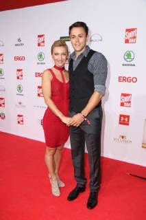 Aljona Savchenko and Bruno Massot at the presentation of the Sport Bild Award on 27.08.208 in Hamburg Sportbild Award 2018 Presentation in Hamburg