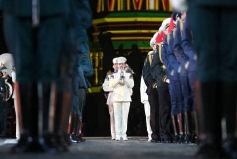 MOSCOW, RUSSIA â€“ AUGUST 31, 2018: Musicians of the Presidential Band of the Russian Federation perform at 2018 Spasskaya Tower International Military Music Festival, in Moscow s Red Square. Marina Lystseva TASS  TS08E941