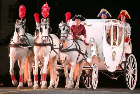 MOSCOW, RUSSIA â€“ AUGUST 31, 2018: A horse-drawn carriage at 2018 Spasskaya Tower International Military Music Festival, in Moscow s Red Square. Marina Lystseva TASS  TS08E947