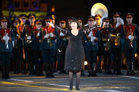 MOSCOW, RUSSIA â€“ AUGUST 31, 2018: French singer Mireille Mathieu at 2018 Spasskaya Tower International Military Music Festival, in Moscow s Red Square. Marina Lystseva TASS  TS08E94B