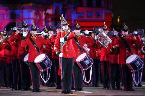 MOSCOW, RUSSIA â€“ AUGUST 31, 2018: Members of the Brentwood Imperial Youth Band perform at 2018 Spasskaya Tower International Military Music Festival, in Moscow s Red Square. Marina Lystseva TASS  TS08E950