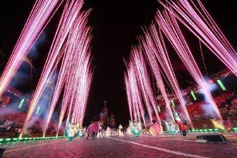MOSCOW, RUSSIA â€“ AUGUST 31, 2018: Members of the Banda Monumental de Mexico perform at the 2018 Spasskaya Tower International Military Music Festival, in Moscow s Red Square. Marina Lystseva TASS  TS08E98C