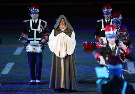 MOSCOW, RUSSIA - SEPTEMBER 2, 2018: Members of the Prince s Band of Carabiniers of Monaco perform at a ceremony to close the 2018 Spasskaya Tower International Military Music Festival in Moscow s Red Square. Marina Lystseva TASS  TS08EE47