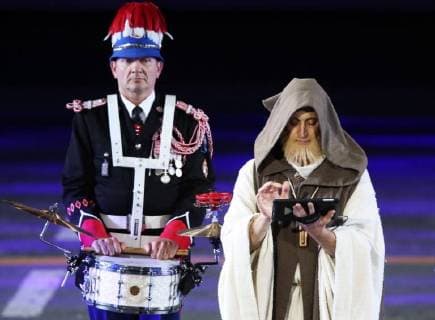 MOSCOW, RUSSIA - SEPTEMBER 2, 2018: Members of the Prince s Band of Carabiniers of Monaco perform at a ceremony to close the 2018 Spasskaya Tower International Military Music Festival in Moscow s Red Square. Marina Lystseva TASS  TS08EE45