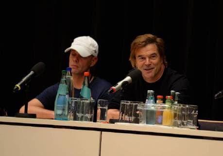 Chemnitz 03 September 2018 Bildinfo v trettmann and campino on the podium Press conference on the concert wirsindmore in Chemnitz Press conference on the concert wirsindmore in Chemnitz With the dead trousers Fine cream fish fillet Trettmann KIZ force club Nura Materia Casper The press conference was held in th