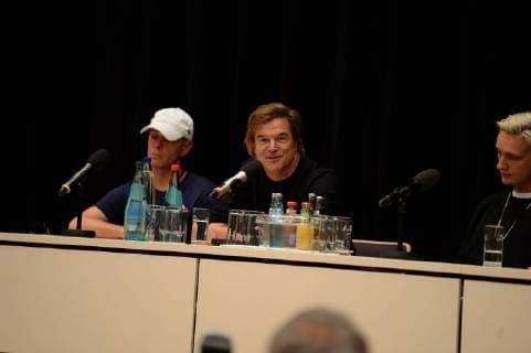 Chemnitz 03 September 2018 Bildinfo v trettmann Campino and Felix Brummer on the podium Press conference to the concert wirsindmore in Chemnitz Press conference to the concert wirsindmehr in Chemnitz With the dead trousers Fine cream fish fillet Trettmann KIZ force club Nura Materia Casper The pr