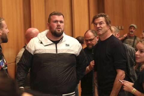 Jan Monchi Gorkow from Feine Sahne Fischfilet and Campino from the Toten Hosen at the press conference for the wirsindMore concert against right in the Stadthalle Chemnitz 03 09 2018 Foto:xB.xKriemannx xFuturexImage