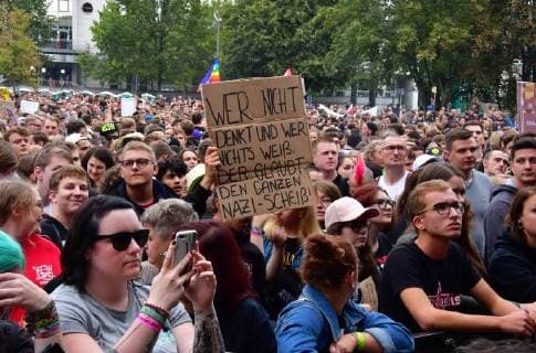 To the concert against xenophobia and racism in Chemnitz are according to the city administration on early Monday evening 03 09 18 approximately 50,000 humans come to the free event under the motto we are more in the city center had invit Copyright: epd-bild WolfgangxSchmidt EDITORIAL USE ONLY