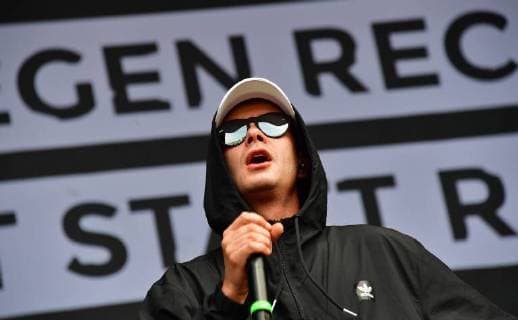 About 50 000 people came to the concert against xenophobia and racism in Chemnitz on early Monday evening 03 09 18 Photo The rapper Trettmann To the free event under the motto We are more in the city center had Copyright: epd-bild WolfgangxSchmidt EDITORIAL USE ONLY