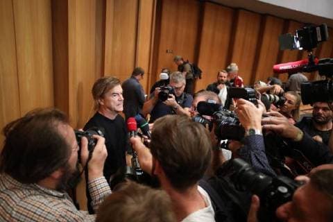 Chemnitz We are more singer Andreas Campino Frege The Toten Hosen on the occasion of a press conference to the concert against right-wing extremism and xenophobia We are more on 03 09 2018 in Chemnitz 20180903SFL0004