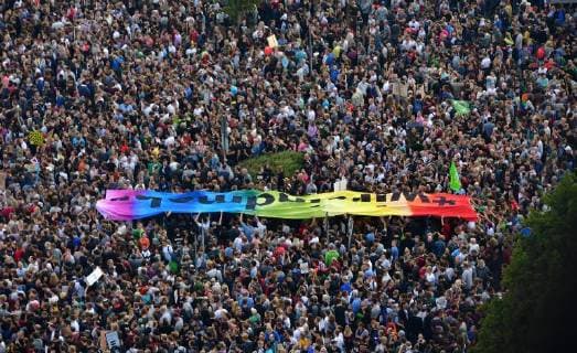 To the concert against xenophobia and racism in Chemnitz are according to the city administration on early Monday evening 03 09 18 approximately 50,000 humans come to the free event under the motto we are more in the city center had invit Copyright: epd-bild WolfgangxSchmidt EDITORIAL USE ONLY