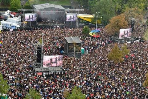 About 50 000 people came to the concert against xenophobia and racism in Chemnitz on early Monday evening 03 09 18 Photo The rapper Trettmann To the free event under the motto We are more in the city center had Copyright: epd-bild WolfgangxSchmidt EDITORIAL USE ONLY