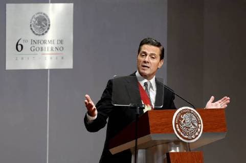 Mexican President Enrique Pena Nieto presents the sixth and last report of his Government at the National Palace, in Mexico City, Mexico, 03 September 2018. Pena Nieto delivered his last Government report under low popularity rates and marked by a violence and corruption wave in the country. Pena Nieto presents last report with low popularity rates !ACHTUNG: NUR REDAKTIONELLE NUTZUNG!  Copyright: xJorgexNunezx CMX12 20180903-636716042305166933