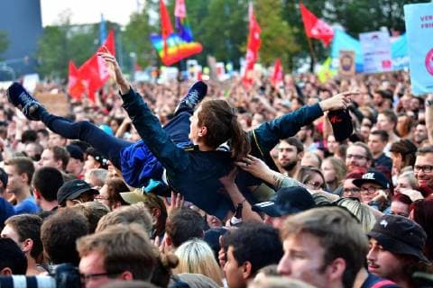 About 50 000 people came to the concert against xenophobia and racism in Chemnitz on early Monday evening 03 09 18 Photo The rapper Trettmann To the free event under the motto We are more in the city center had Copyright: epd-bild WolfgangxSchmidt EDITORIAL USE ONLY