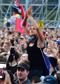 About 50 000 people came to the concert against xenophobia and racism in Chemnitz on early Monday evening 03 09 18 Photo The rapper Trettmann To the free event under the motto We are more in the city center had Copyright: epd-bild WolfgangxSchmidt EDITORIAL USE ONLY