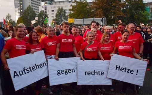 About 50 000 people came to the concert against xenophobia and racism in Chemnitz on early Monday evening 03 09 18 Photo The rapper Trettmann To the free event under the motto We are more in the city center had Copyright: epd-bild WolfgangxSchmidt EDITORIAL USE ONLY