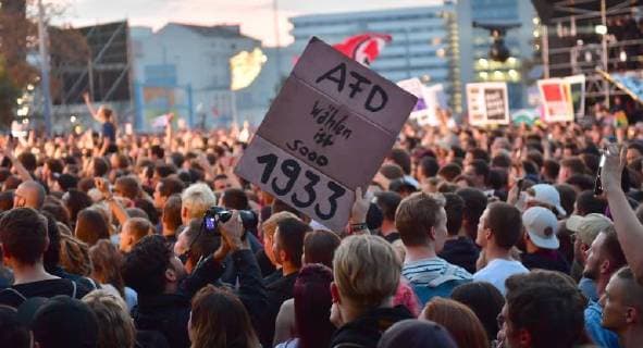 About 50 000 people came to the concert against xenophobia and racism in Chemnitz on early Monday evening 03 09 18 Photo The rapper Trettmann To the free event under the motto We are more in the city center had Copyright: epd-bild WolfgangxSchmidt EDITORIAL USE ONLY