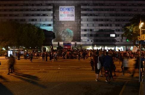 Chemnitz the 03 September 2018 With a concert in front of several tens of thousands of people today many bands at the St. Johns Church set a sign against racism Fascism and violence U a fine cream fish fillet KIZ The Dead Pants Materia Casper and others play for free under the motto We are more Bildinfo Originally the Concert to be directed at the Karl Marx monume