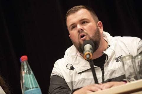 Jan Monchi Gorkow of fine cream fish fillet at the press conference for the wirsindMore Concert against right in the Stadthalle Chemnitz 03 09 2018 Foto:xM.xKremerx xFuturexImage