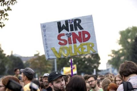 Visitors from the wirsindmehr concert against right in front of the Johanniskirche Chemnitz 03 09 2018 Foto:xM.xKremerx xFuturexImage