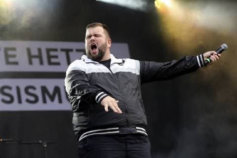 Jan Monchi Gorkow from Feine Sahne Fischfilet live at the wirsindMore concert at the right in front of the Johanniskirche Chemnitz 03 09 2018 Foto:xB.xKriemannx xFuturexImage