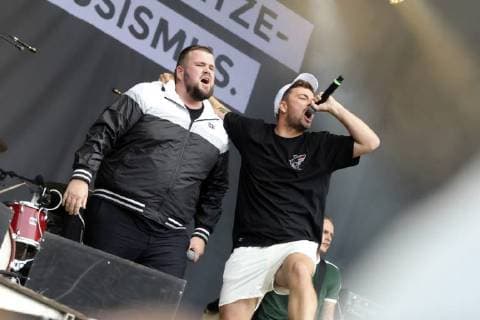 Jan Monchi Gorkow and Marteria live at the wirsindMore concert against right in front of St. Johns Church Chemnitz 03 09 2018 Foto:xB.xKriemannx xFuturexImage