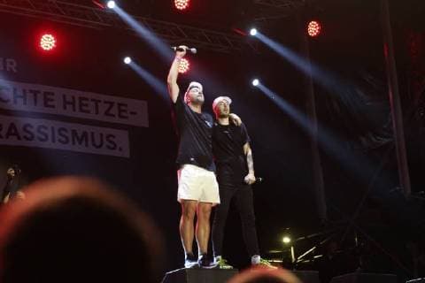 Marteria and Casper live at the wirsindmehr concert against right in front of the Johanniskirche Chemnitz 03 09 2018 Foto:xB.xKriemannx xFuturexImage