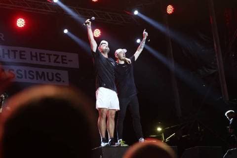 Marteria and Casper live at the wirsindmehr concert against right in front of the Johanniskirche Chemnitz 03 09 2018 Foto:xB.xKriemannx xFuturexImage