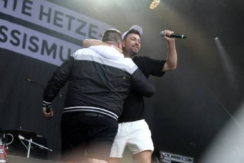 Jan Monchi Gorkow and Marteria live at the wirsindMore concert against right in front of St. Johns Church Chemnitz 03 09 2018 Foto:xB.xKriemannx xFuturexImage