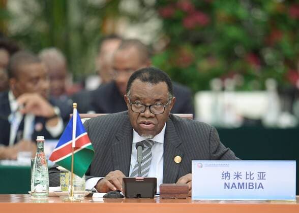 (180904) -- BEIJING, Sept. 4, 2018 -- Namibian President Hage Geingob attends the roundtable meeting of the 2018 Beijing Summit of the Forum on China-Africa Cooperation (FOCAC) at the Great Hall of the People in Beijing, capital of China, Sept. 4, 2018. )(mcg) CHINA-BEIJING-FOCAC-ROUND TABLE (CN) LixXueren 
