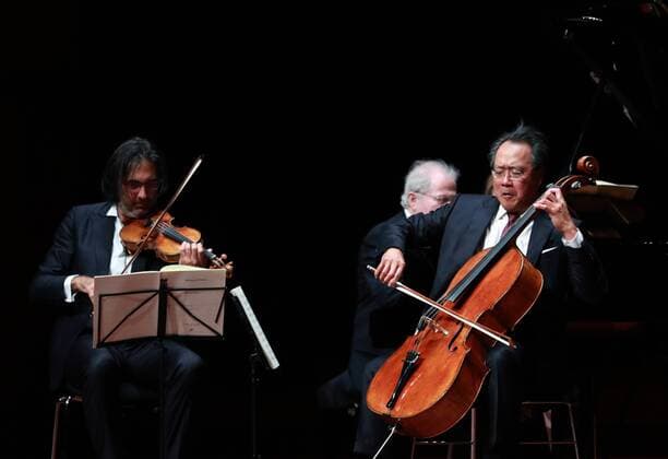 Frankfurt, Rheingau Musik Festival (180905) -- FRANKFURT, Sept. 5, 2018 -- Cellist Yo-Yo Ma, pianist Emanuel Ax and violinist Leonidas Kavakos (from R to L) perform at the 31st Rheingao Music Festival in Frankfurt, Germany, on Sept. 4, 2018. ) (jmmn) GERMANY-FRANKFURT-RHEINGAO MUSIC FESTIVAL LuoxHuanhuan 