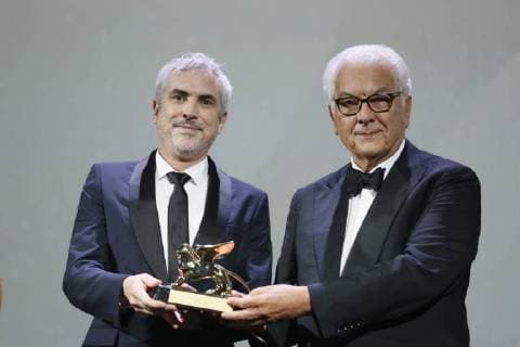 VENICE - September 8: Alfonso Cuaron and Paolo Baratta on September 8, 2018 in Venice, Italy.(By Mark Cape Insidefoto) markxcape