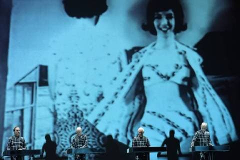 Kraftwerk 3D, Neuinzeniert Live auf dem Gelaende des Olympia Parks am Olympia Stadion in Berlin am 09.09.2018 *** Kraftwerk 3D Reinvented live on the grounds of the Olympic Park at the Olympic Stadium in Berlin on 09 09 2018