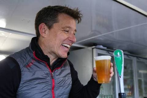 Ben Shepard pours his own pint during the Graham Wylie Foundation- Have A Heart- golf day with Lee Westwood and Ronan Keating at Close House Golf Club, Heddon on the wall, England on 10 September 2018. Copyright: xThomasxGaddx PMI-2224-0021