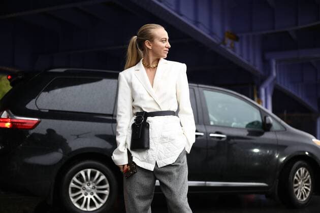 Sandra Hagelstam posing on the street outside the Boss show during New York Fashion Week - Sept 9, 2018 - NYFW: Spring 2019 Street Style Day 4, New York New York United States  Copyright: xValentinaxRanierix h_00541201