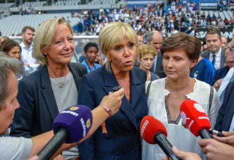 Brigitte Macron - Sophie Cluzel ( Chargee des Personnes Handicapees ) - Roxana Maracineanu ( Ministre des Sports ) FOOTBALL : Varietes Club de France vs Equipe de France des Parlementaires - Saint Denis - 12 09 2018 FedericoPestellini Panoramic 