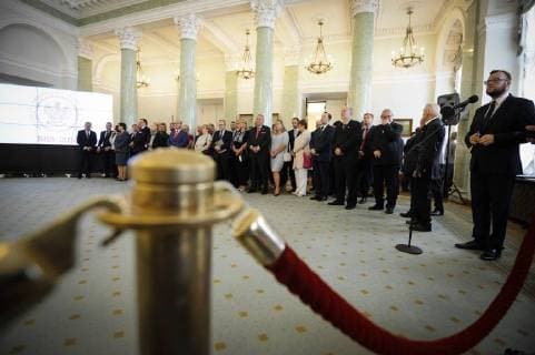September 12, 2018 - Warsaw, Poland - President Duda announces recipients of the Order of the White Eagle at at the Presidential Palace in Warsaw, Poland on September 12, 2018. The Order of the White Eagle is the highest order civilians and military can receive for their merits. Warsaw Poland  - ZUMAn230 20180912_zaa_n230_388 Copyright: xJaapxArriensx