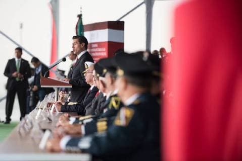 September 13, 2018 - Mexico City, Mexico - Mexican President Enrique PeÃÂ¦a Nieto speaks during a Military Parade at the Heroic Collegio Militar (Military Academy) in Mexico City, Mexico, Sept. 13, 2018. Mexico City Mexico - ZUMAic07 20180913_zan_ic07_127 Copyright: xUsxJointxStaffx