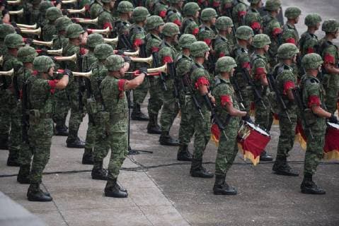 September 13, 2018 - Mexico City, Mexico - Mexican Military Cadets perform as Mexican President, Enrique PeÃÂ¦a Nieto, hosts a Military Parade at the Heroic Collegio Militar (Military Academy) in Mexico City, Mexico, Sept. 13, 2018. Mexico City Mexico - ZUMAic07 20180913_zan_ic07_077 Copyright: xUsxJointxStaffx