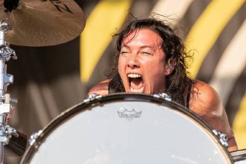 September 14, 2018 - Chicago, Illinois, U.S - KIM SCHIFINO of Matt and Kim during Riot Fest at Douglas Park in Chicago, Illinois Chicago U.S. - ZUMAs135 20180914_zap_s135_038 Copyright: xDanielxDeSloverx