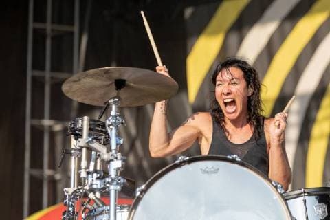 September 14, 2018 - Chicago, Illinois, U.S - KIM SCHIFINO of Matt and Kim during Riot Fest at Douglas Park in Chicago, Illinois Chicago U.S. - ZUMAs135 20180914_zap_s135_040 Copyright: xDanielxDeSloverx