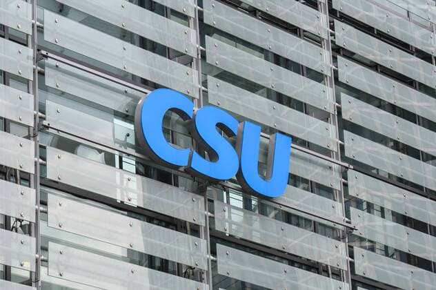 CSU logo on Franz Josef Strauss CSU headquarters in Munich