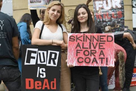 Animal rights activists target London Fashion Week with the largest fur protests seen at the event in a decade, London. SEPTEMBER 15th 2018  SLIx183176